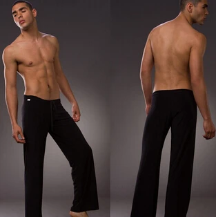 Качественный Гладкий свободный костюм с низкой талией от известного бренда, штаны для сна для мужчин, облегающие мужские штаны для гимнастики, домашние штаны - Цвет: Черный