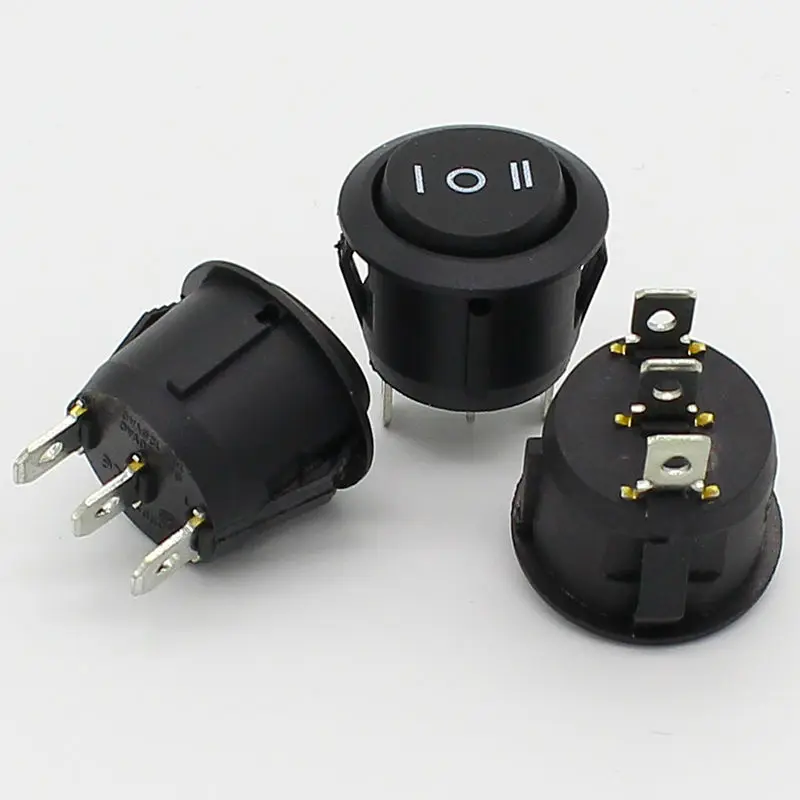 Фото 10 шт. 23 мм круглый черный 3-контактный 10A/125V 6A/250V AC 3-позиционный SPDT вкл-выкл тумблер защелкивающийся переключатель №3