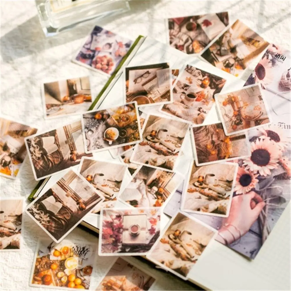 

60pcs/pack Japanese Stationary Diary Mini Small Travel Flake Cute Stamp Stickers Vintage Scrapbooking Journal