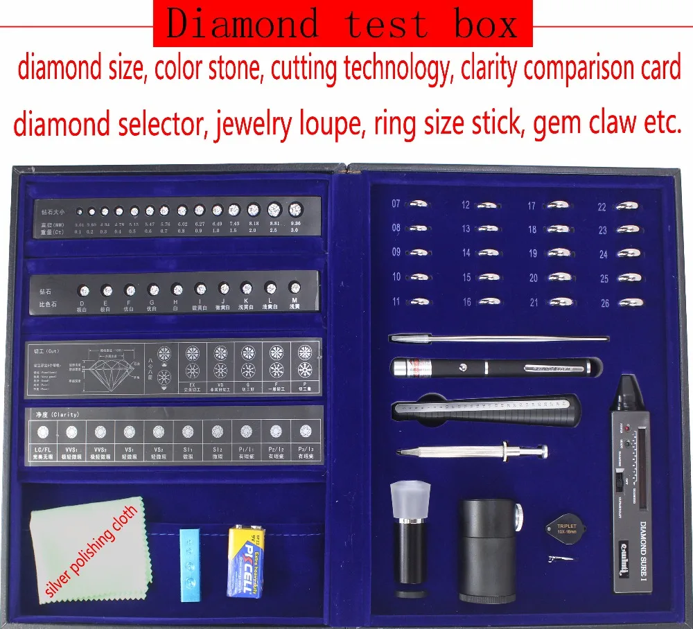 Новинка! Профессиональный алмазный тестер набор инструментов в коробке, с четкостью, размером, цветом, режущим испытанием, набор инструментов для изготовления ювелирных изделий