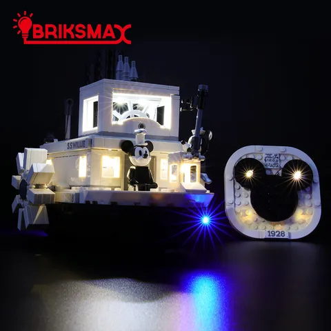 Incluir o Modelo Kit para Idéias de Blocos de Construção Compatíveis com 21317 para Não Steamboat Willie Briksmax Light up Led