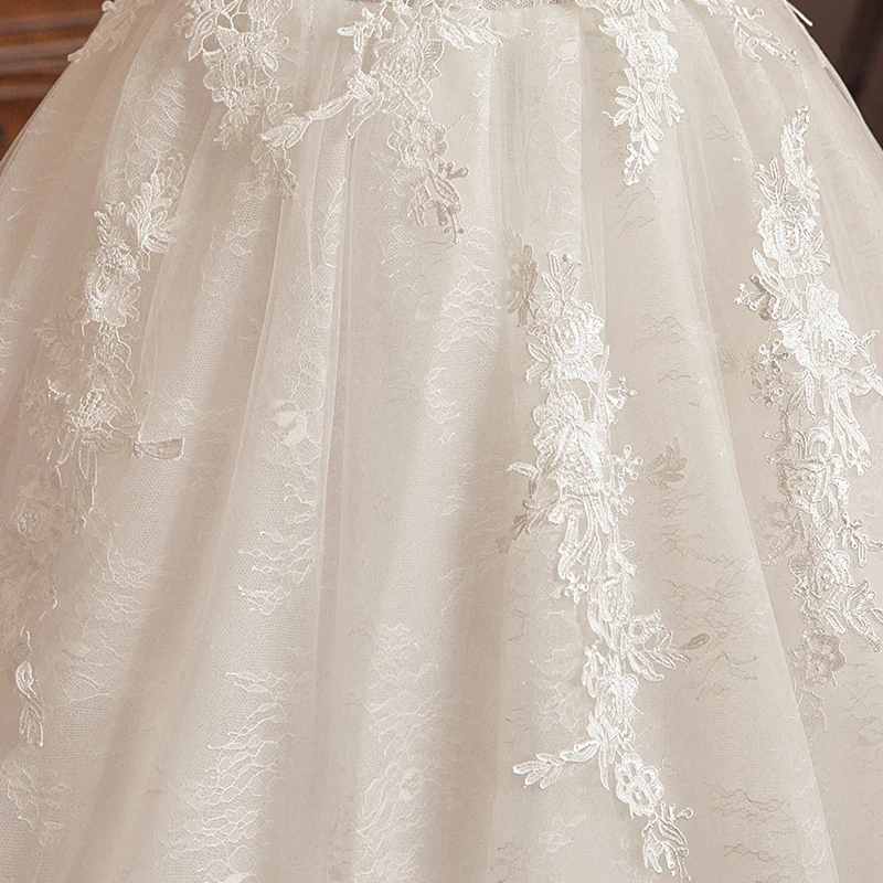Кружевное Свадебное платье с длинным хвостом невесты платье плюс размер мусульманское бальное платье свадебное платье А-силуэт vestidos de novia настоящая фотография