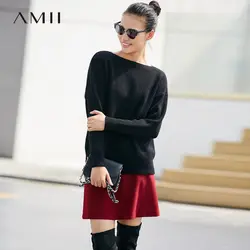 Amii Женская минималистская юбка 2019 Твердые выше колена Мини женские юбки