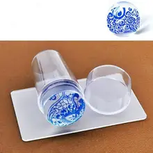 2 in 1 Clear Jelly Nail Art Stamping Kit Soft Stamper+ Scraper Manicure Tool Hot