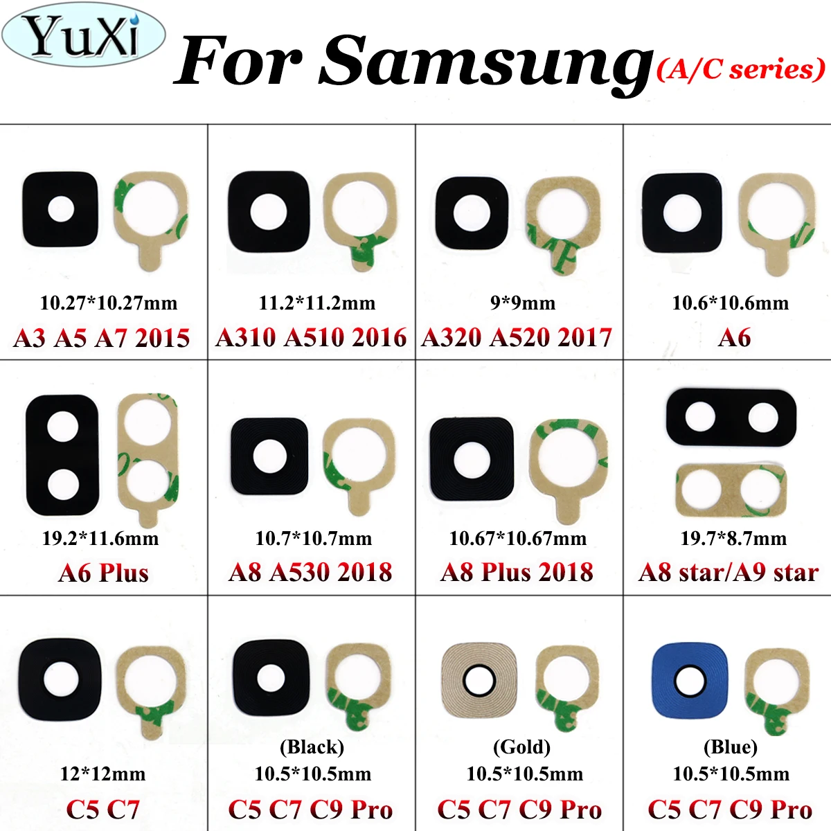 Стекло и наклейка YuXi для Samsung Galaxy A3 A5 A7 A310 A6 A8 Plus 2015 2016 2017 2018 A9 Star C5 C7 C9 Pro задняя