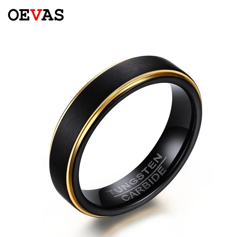 

New Fashion Black Gold color Matte finished Tungsten Carbide Ring Elegant 5mm Mens jewelry Wedding Ring Never Fade Bijoux Bague