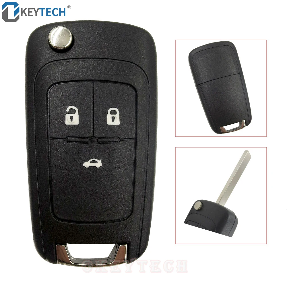 

OkeyTech Flip key Folding Auto Car Key Fob Shell Case For Chevrolet Cruze Spark Aveo Captiva Switchblade Key Cover Replacement