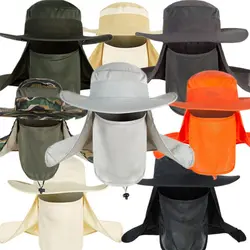 Открытый для мужчин женщин большие круглые поля Защита от солнца Блок быстросохнущие шляпы для рыбалки Лето кепки для путешествий