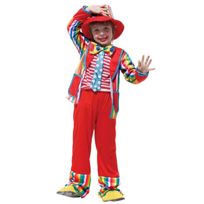 M XL Boys Girls Funny Circus Clown Costumes For Kids Children's Day Humorous Circus Clothes
