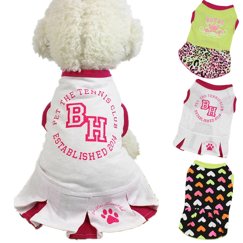Spring Summer Dog Dress Cotton Cute Cartoon Print Dog Dresses Sport XS L font b Pet