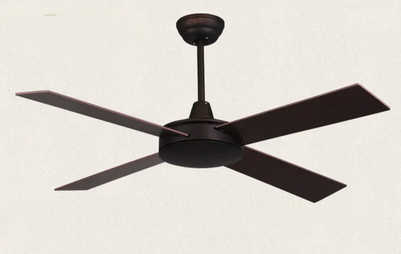 

220V 70-100w 48inch Black Electric Ceiling fan Mute Energy saving 3 gears wooden leaves Wall switch 4 leaves 106x35cm