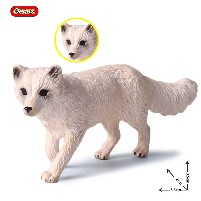 

Oenux Simulation Cute Arctic Fox Animals Miniature Figurine Wild Animal Model Action Figure Bonsai Garden Home Decoration Toy