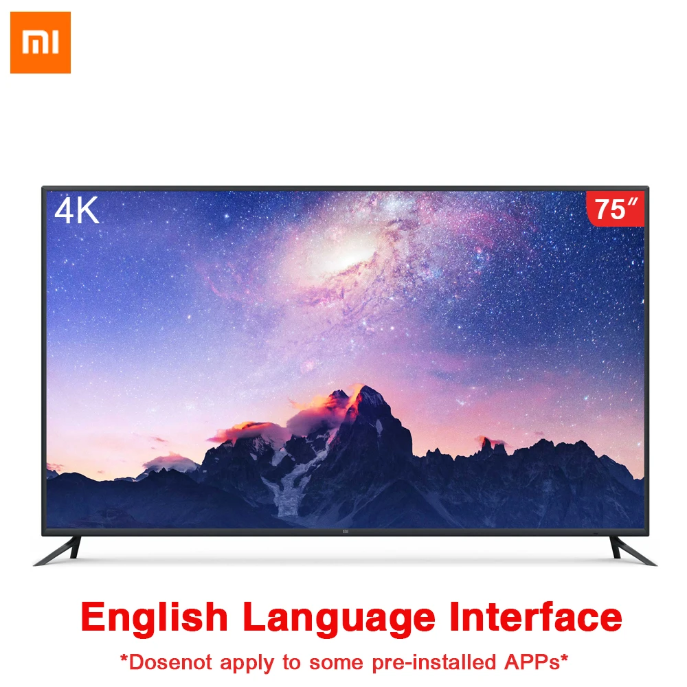 

Original Xiaomi TV 4 75 inches English interface 4K Ultra-thin11.4mm Body Intelligent Remote Control 4K HDR 2GB+32GB Dolby sound