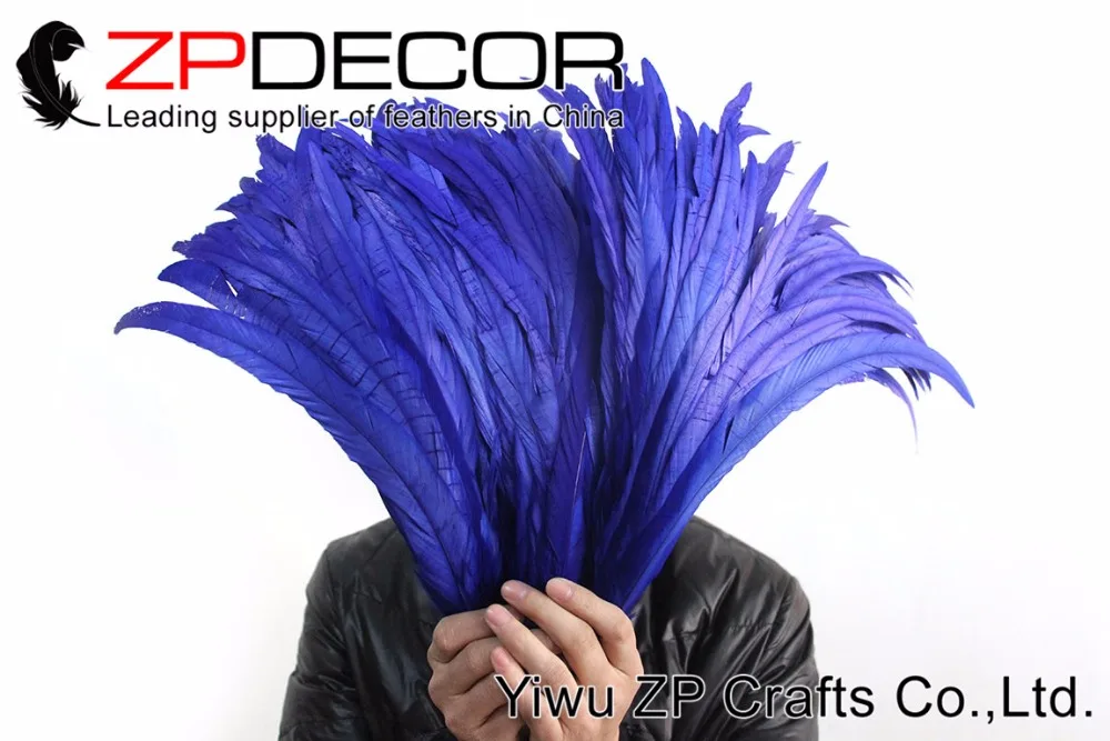 35-40cm fully dye rooster tail feathers royal blue (3)
