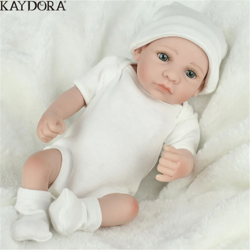 

KAYDORA 10inch 28 cm Silicone Baby Dolls Reborn White Lovely Mini Diy Baby Teether Wholesale Bathable Reborn Toys Boy