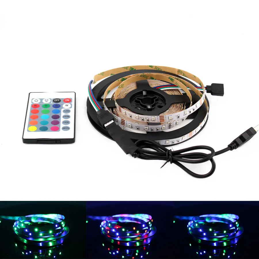 

5V RGB LED Strip Light USB TV Backlight PC 2835 5M IR Control USB Led Strip RGB Light PC 5V Lamp Led Strip Tape Diode Ribbon