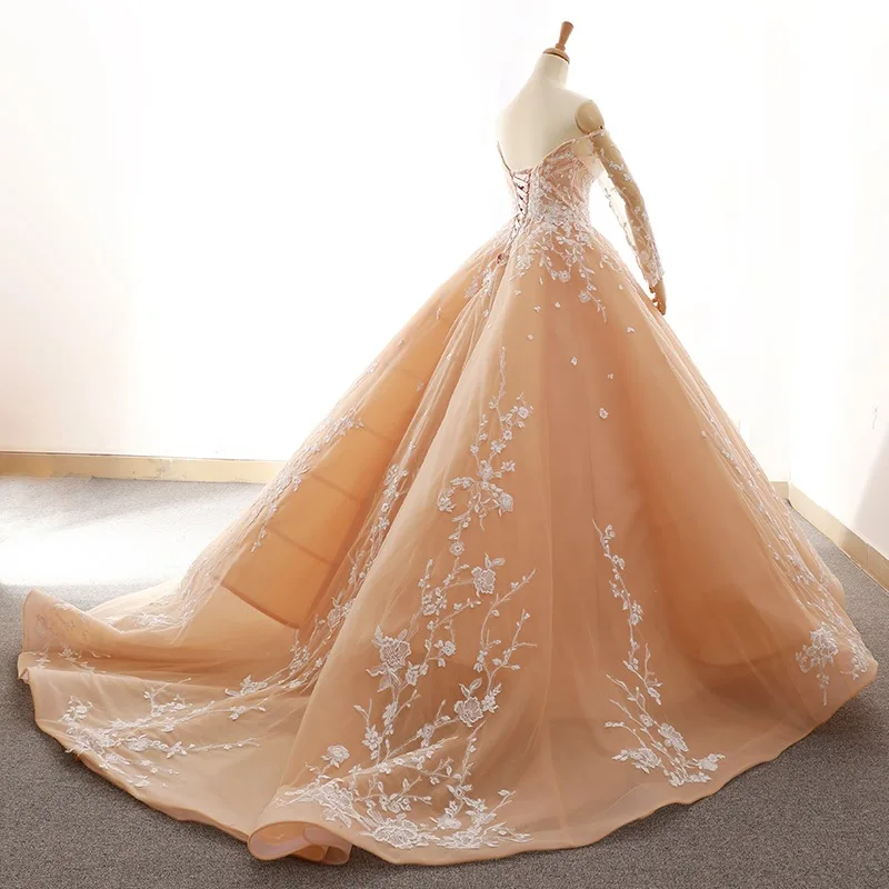 JaneVini Саудовская Аравия персик вечернее платье плюс Размеры аппликации dubai длинный рукав платья для матери невесты ужин, бал платья