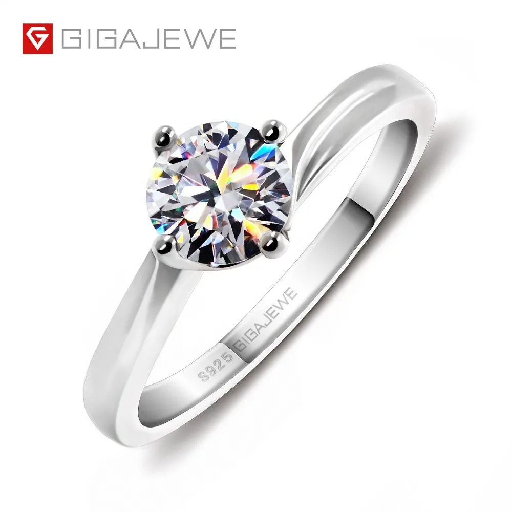 Кольцо GIGAJEWE Moissanite 0 8ct VVS1 круглые кольца F цветные лабораторные алмазы 925 пробы серебряные украшения символ