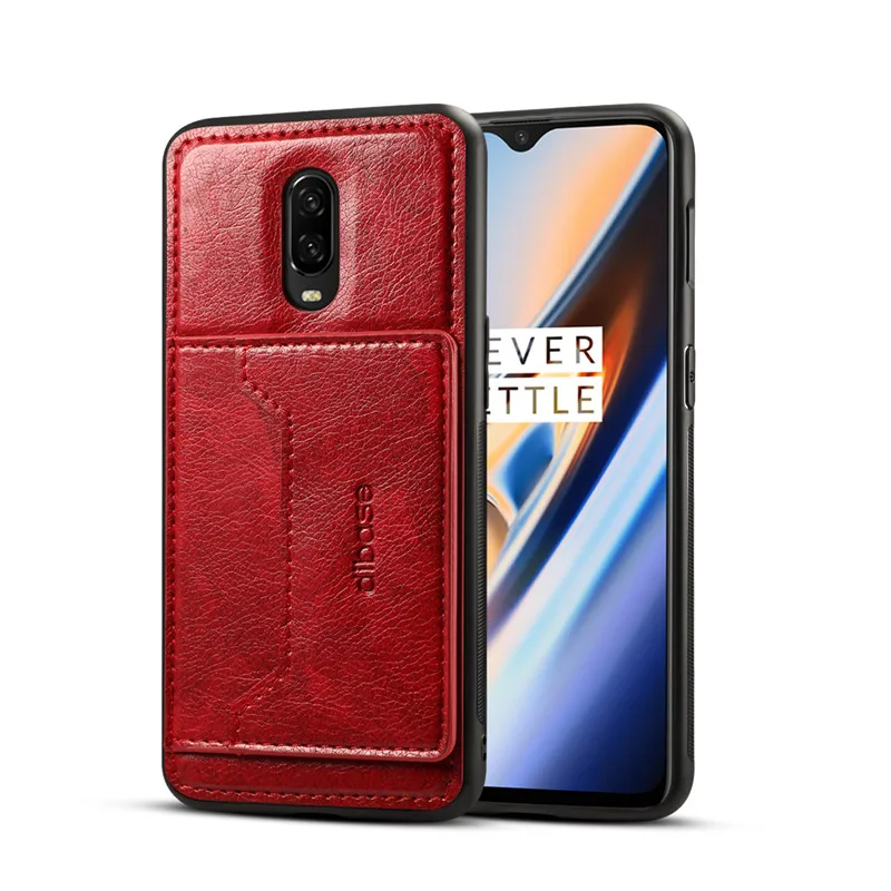 Для OnePlus 6 T 6 5T откидная крышка из искусственной кожи держатель для карт слоты силиконовый чехол-бумажник для One Plus 6 T 5T 7 Pro Oneplus7 чехол для телефона - Цвет: Красный