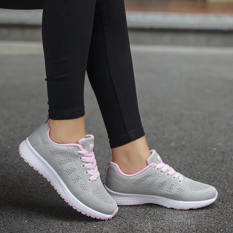 Pink Gray Hollow Женская обувь; белые кроссовки на платформе; женская обувь; повседневные теннисные туфли; feminino Zapatos de Mujer Zapatillas; женские кроссовки; Basket - Цвет: Pink Gray Hollow