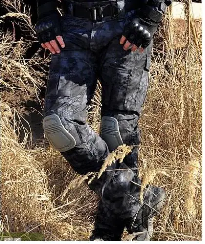Тактические военные брюки США, армейские брюки, камуфляжные брюки-карго, мужские мешковатые брюки-карго с наколенниками, мужские брюки - Цвет: SNAKE BLACK