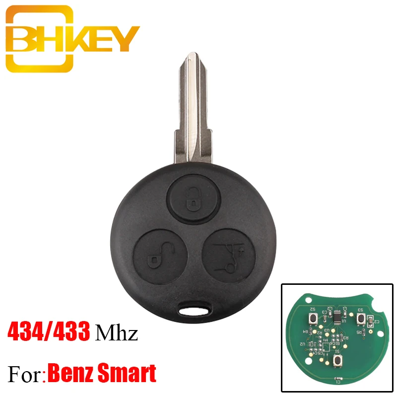 

BHKEY 3Buttons 434MHz Remote Car key For Benz For Mercedes Benz Key Smart Fortwo 450 Forfour Roadster Chiave Auto Key