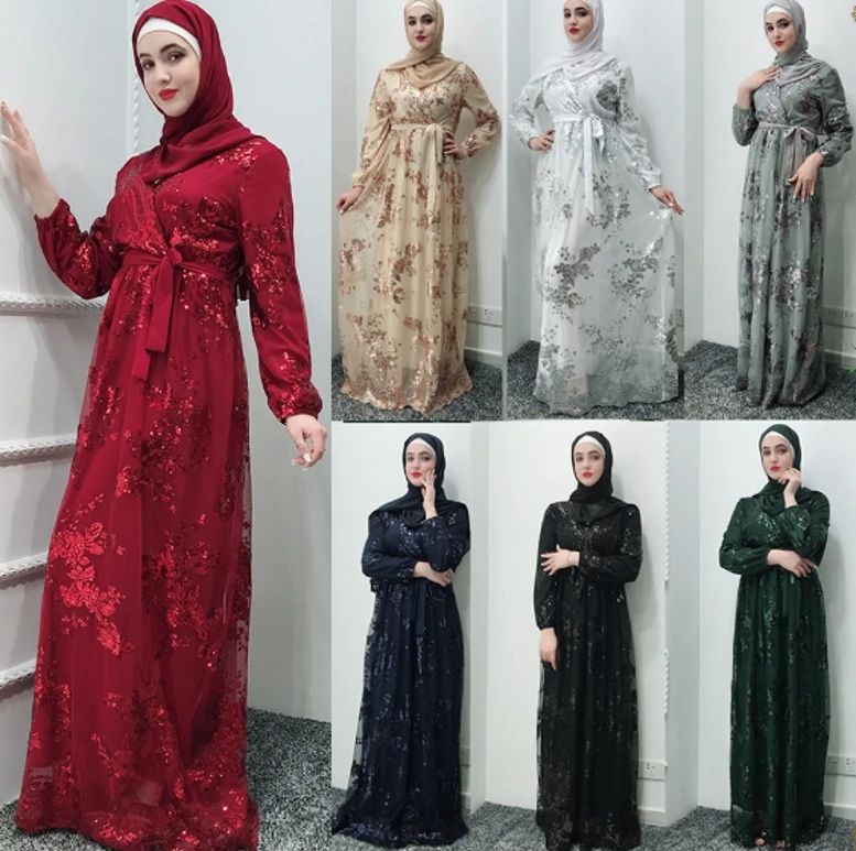 

Saudi Arabia Sequin Muslim Evening Dresses 2019 Dubai Kaftan Beautiful Elegant Prom Party Dresses Moroccan Long Formal Gowns