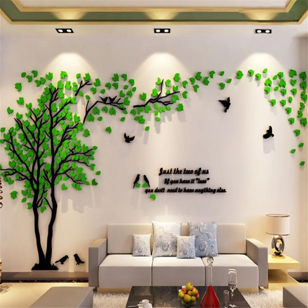 Креативная 3D наклейка с парой деревьев, акриловая стерео Наклейка на стену, домашний декор, ТВ-фон для гостиной, спальни, дивана, декоративное настенное искусство