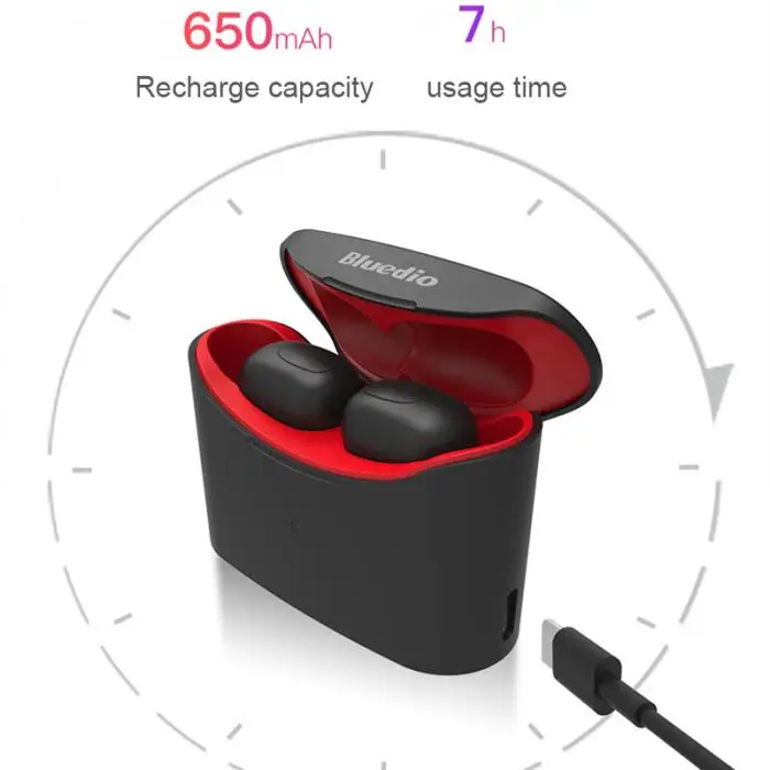 Bluedio Mini Bluetooth 5,0 спортивные наушники настоящие Беспроводные наушники с зарядным устройством IJS998