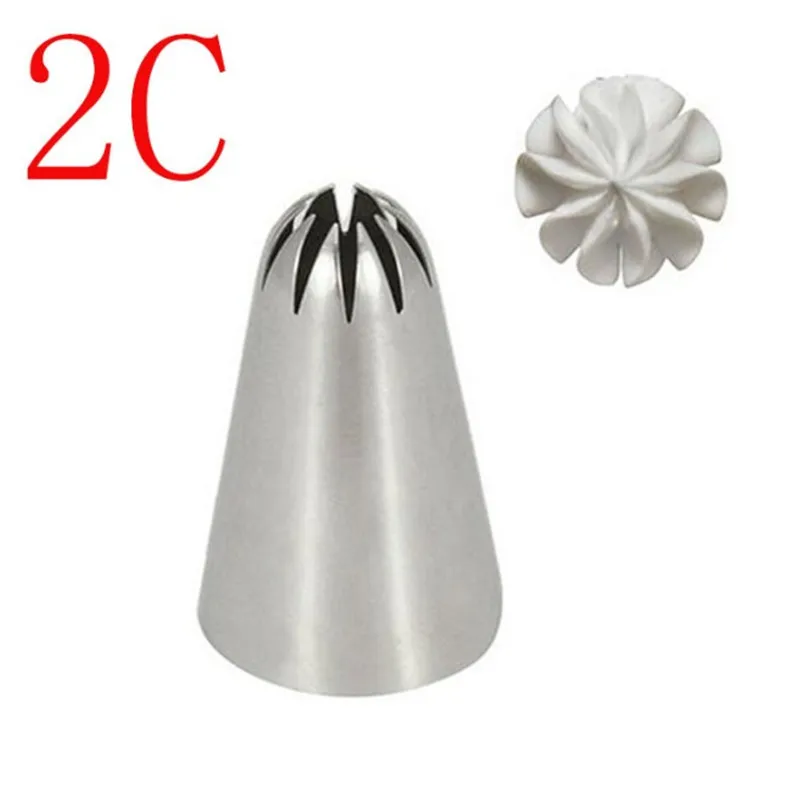 

2C Piping Icing Nozzle for Cream Pastry Accessories Stainless Steel Cake Cream Decoration Pastry Baking Tools for Cake Fondant