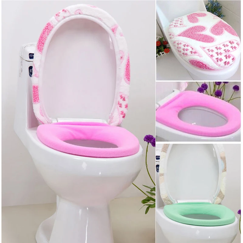 1set Soft Coral Fleece Two piece Toilet Pad Seat Cover Warm Clean