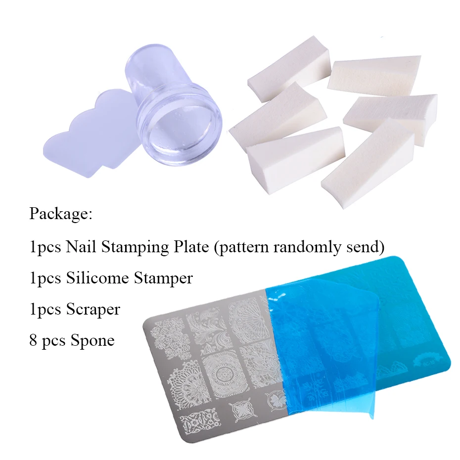 1 Набор пластины для штамповки ногтей геометрические кружевные животные с губка-Стампер скребок трафареты для лака LA804