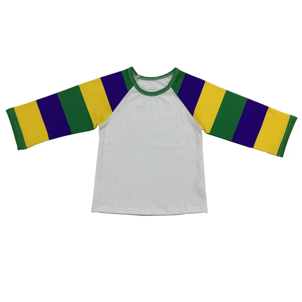 Орлеан, Mardi Gras, праздничные хлопковые футболки для маленьких девочек, изысканные новогодние футболки с оборками реглан, одежда для детей - Цвет: 20