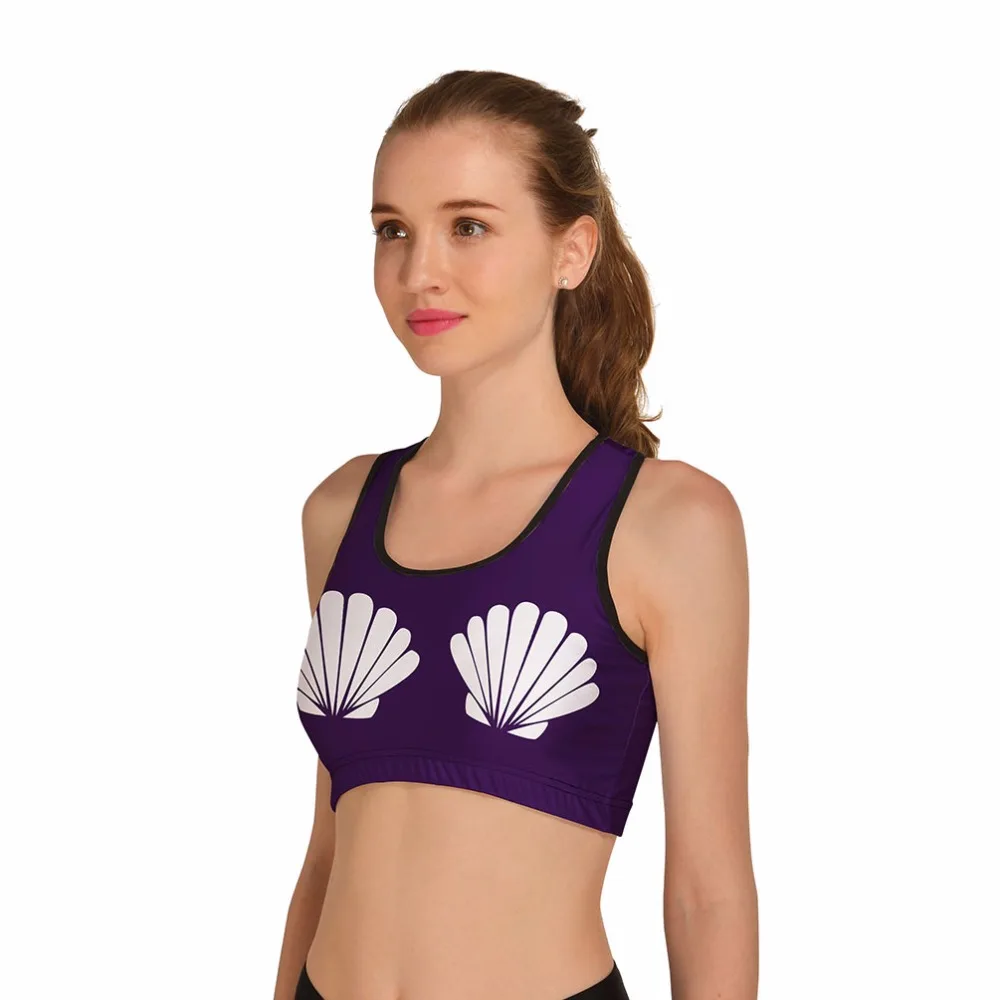 

3 Patterns New S To L White Shell Yoga Crop Tops Floral 3D Women Running Bras Plus Size Sport Tops