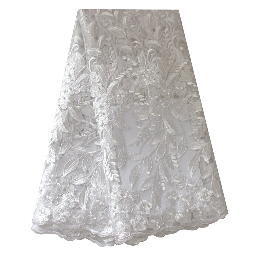 african lace fabric-white
