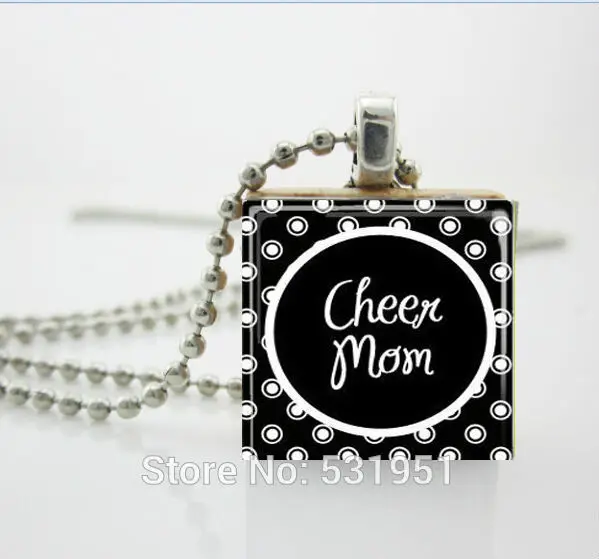 

Womens necklace fashion 2014, Cheer Mom Necklace Scrabble Tile Pendant Cheerleader Jewelry