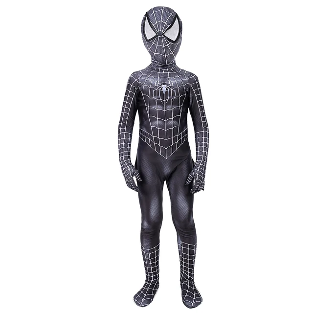 Children Lycra Spandex Black Spiderman Costume Kids Child Venom Spider