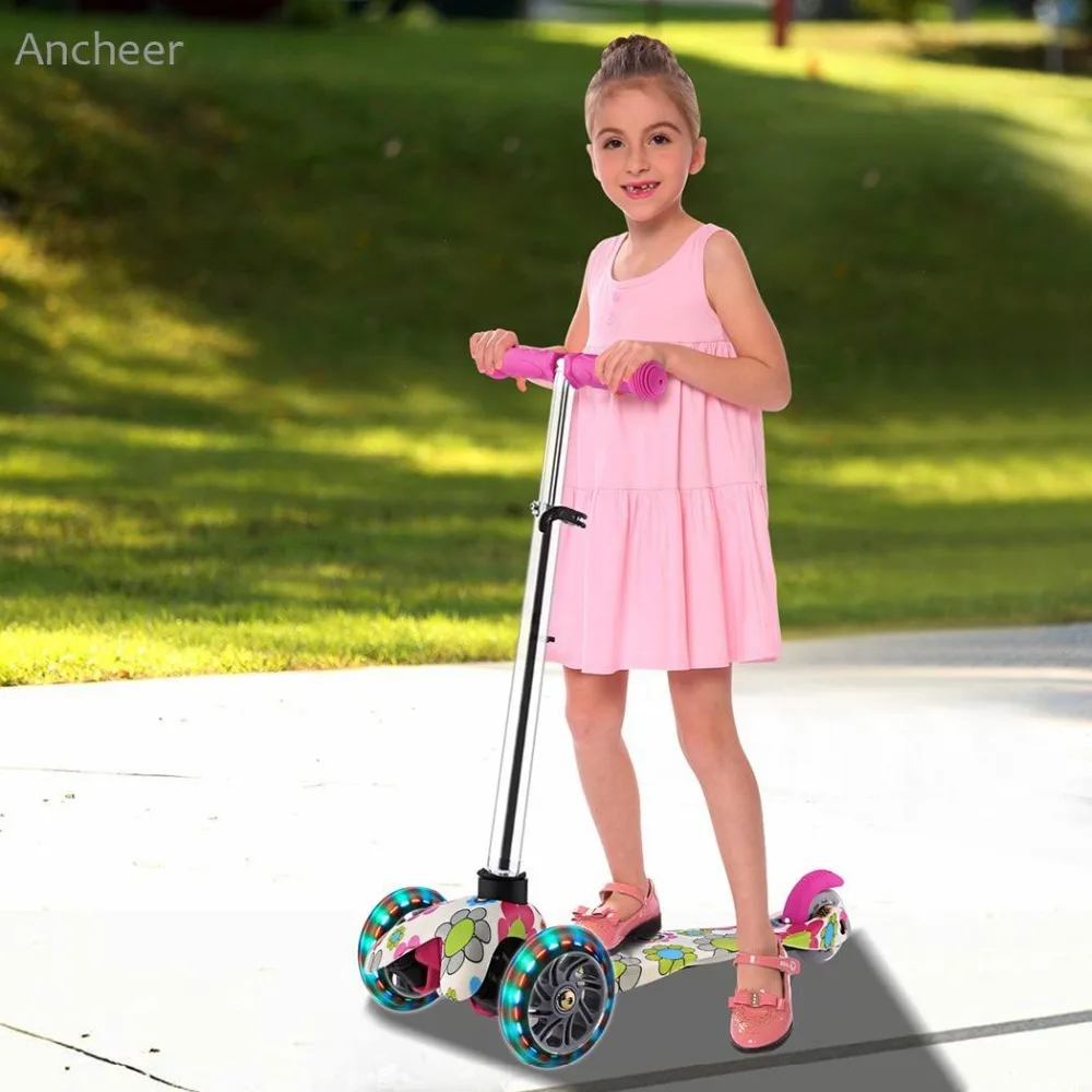 

PU Flashing Wheel Kick Scooter 3 wheel folding Aluminum Alloy Scooter kids Adjustable Height Triciclo Bikes Toys Gifts for Kids