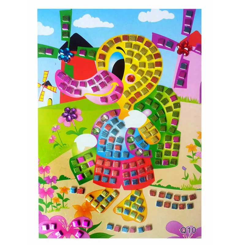 HOT SALE 12 Colors 3D Children Puzzle DIY Crystal Mosaic Sticker Kids Children Kindergarten Educational Arts and Crafts Toys 9