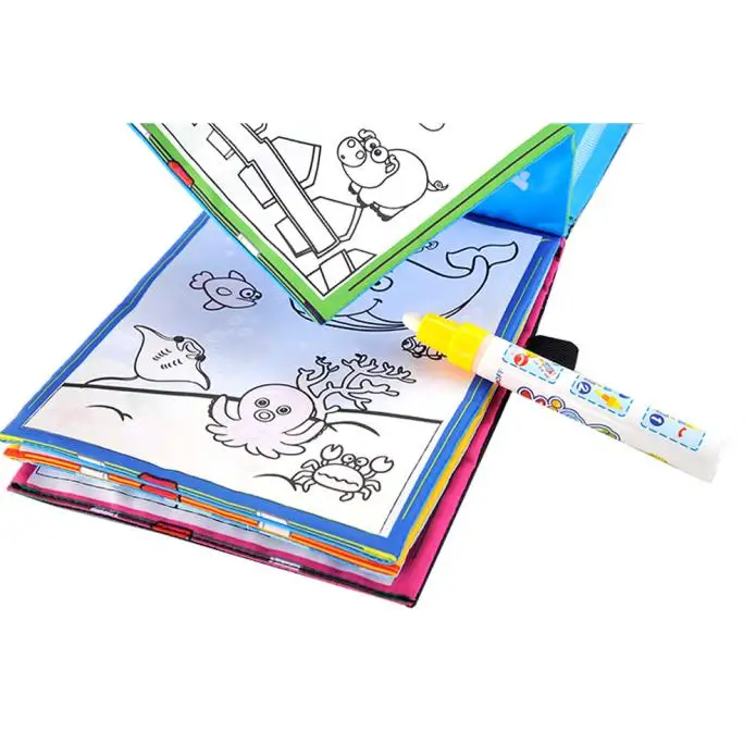 Волшебная книга для рисования воды, книга-раскраска, Магические рисунки, ручка, картинки с животными, Подарочная игрушка для детей, Прямая