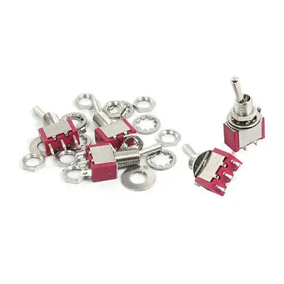 

5pcs Panel Mount ON/ON SPDT Burgundy Latching Toggle Switch AC 250V 3A