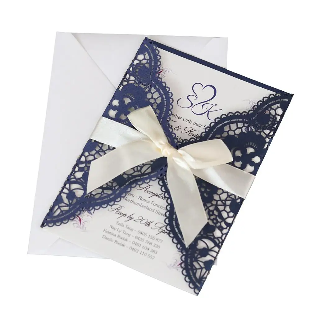  10PCS Invitation Card Simple European Invitations Laser Hollow Invitations Wedding Party Holiday Gr - 33031020597