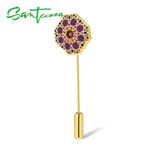 SANTUZZA серебряная брошь для женщин, подлинный 925 пробы, серебро, геометрический узор, элемент бесконечности, хорошее ювелирное изделие ручной работы, эмаль