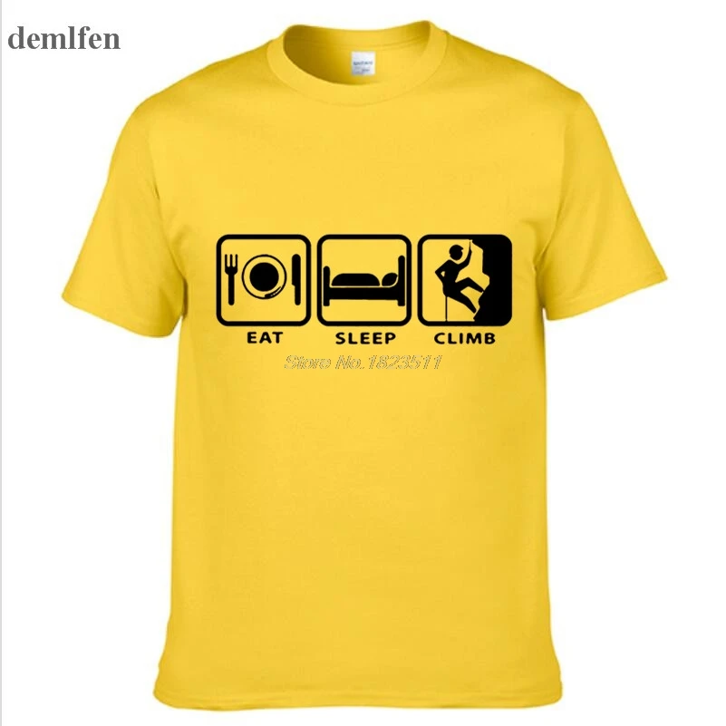 Мужская футболка с коротким рукавом Eat Sleep Climb хлопковая классная одежда для