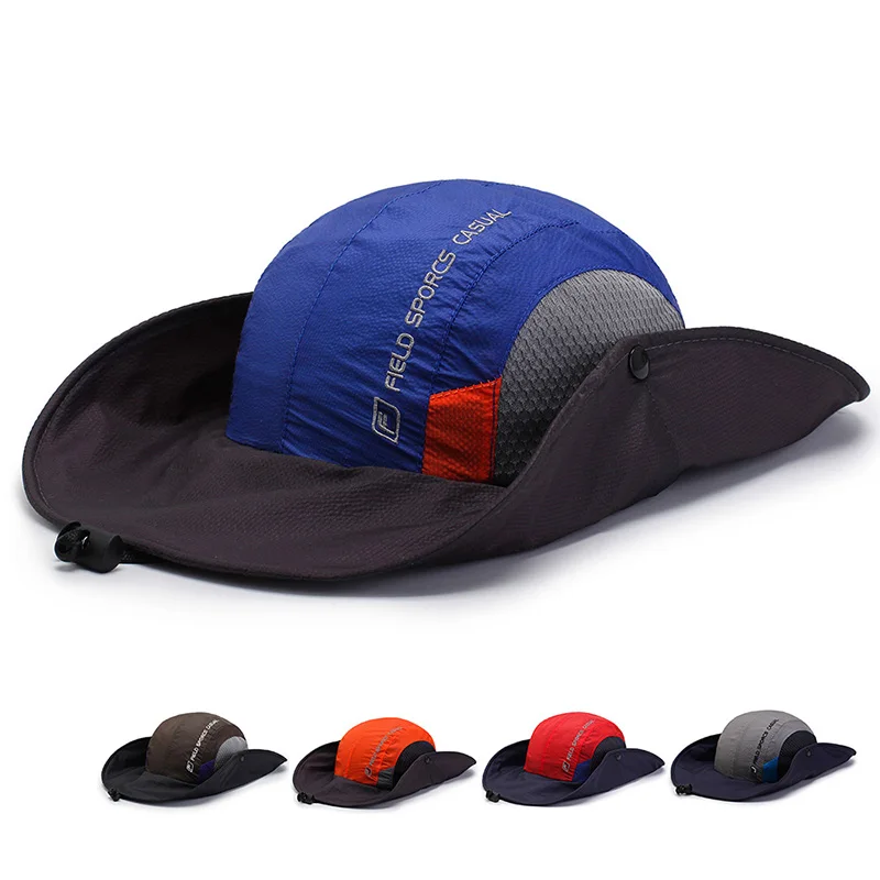

High Quality Wide-brim Adjustable Sun Hat Male Female Outdoor Moutaineering Sunshade Visors Beach Hat Fishman Fishing Hat
