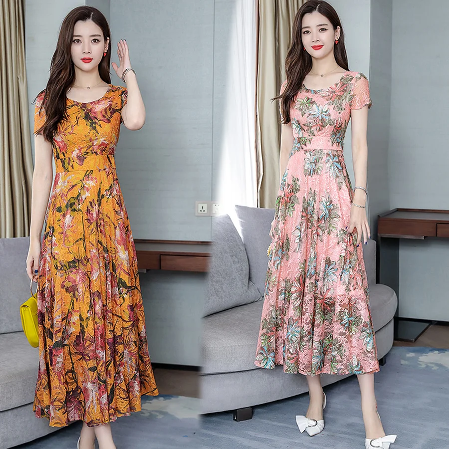 Женское платье Макси Boho винтажное пляжное с цветочным принтом большого размера