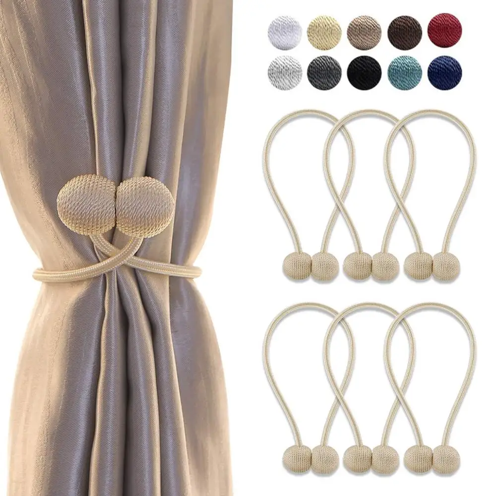 

2Pc Magnetic Pearl Ball Curtain Tieback Tie Backs Buckle Home Decor Curtain Rods Accessories Magnetic Gripper Clamps For Curtain