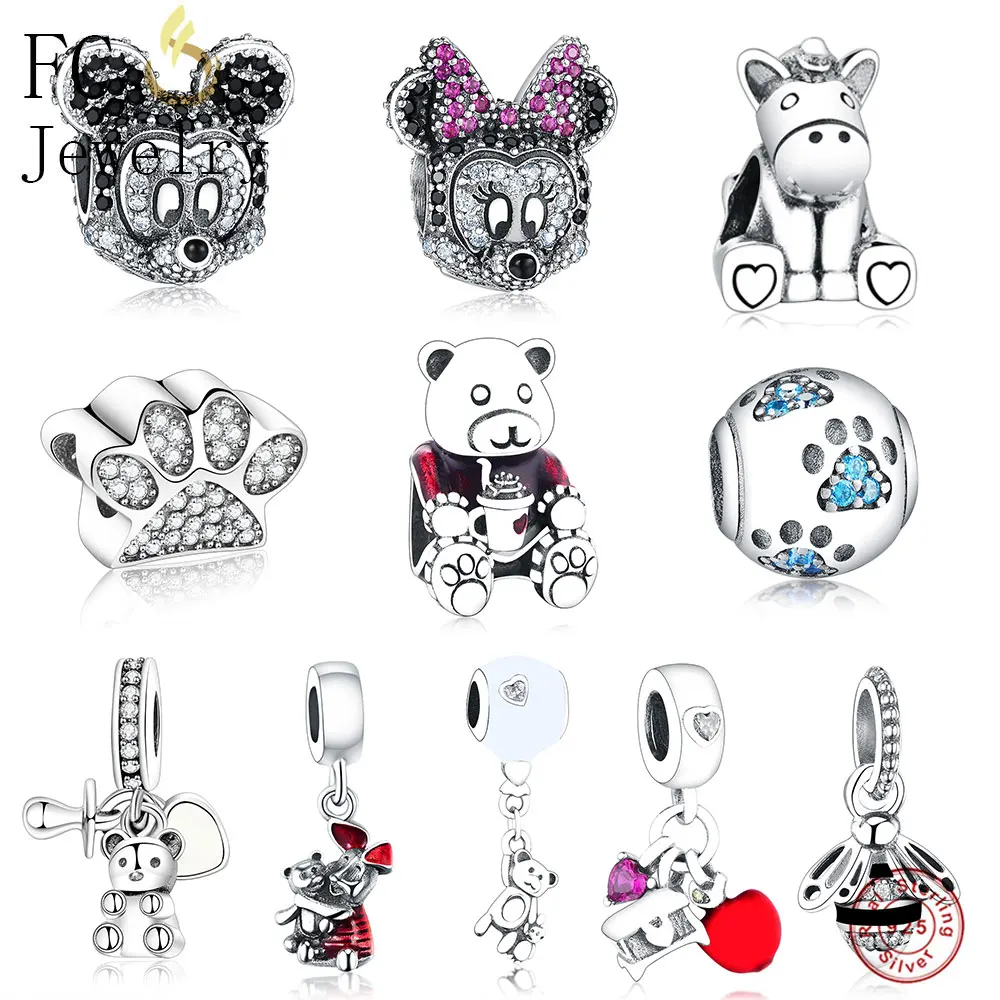 

FC Jewelry Fit Original Pandora Charm Bracelet Bangle 925 Sterling Silver Baby Treasure Bear&Nipple Pacifier Beads Pendant DIY