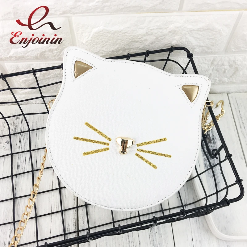 

New Style Cute Cartoon Cat Fashion Style Female Chains Purse Shoulder Bag Girl Crossbody Messenger Bag Handbag Pu Leather Flap