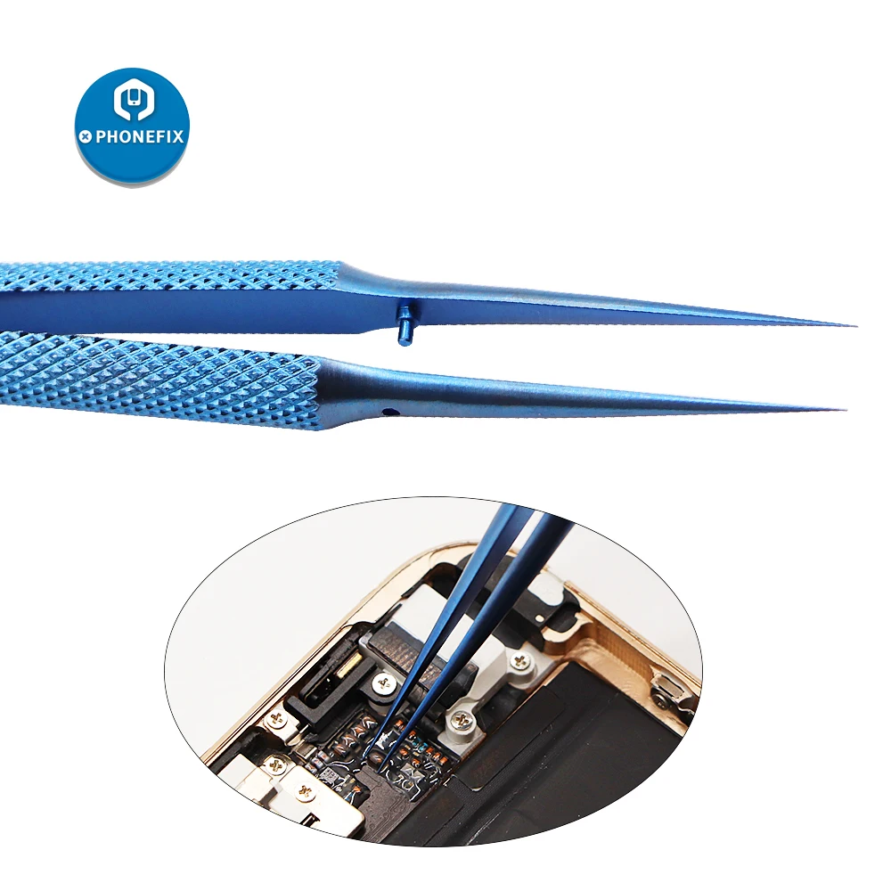 

High quality Stainless Steel Titanium Alloy Tweezers Motherboard Fingerprint Jump Line Repair tweezers Straight curved headed